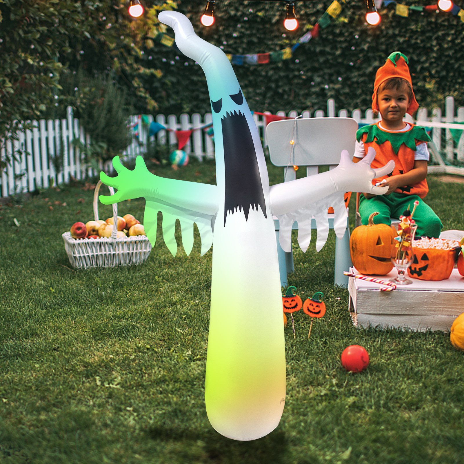 Grand fantôme gonflable culbuteur Halloween LED 2,5 m 5