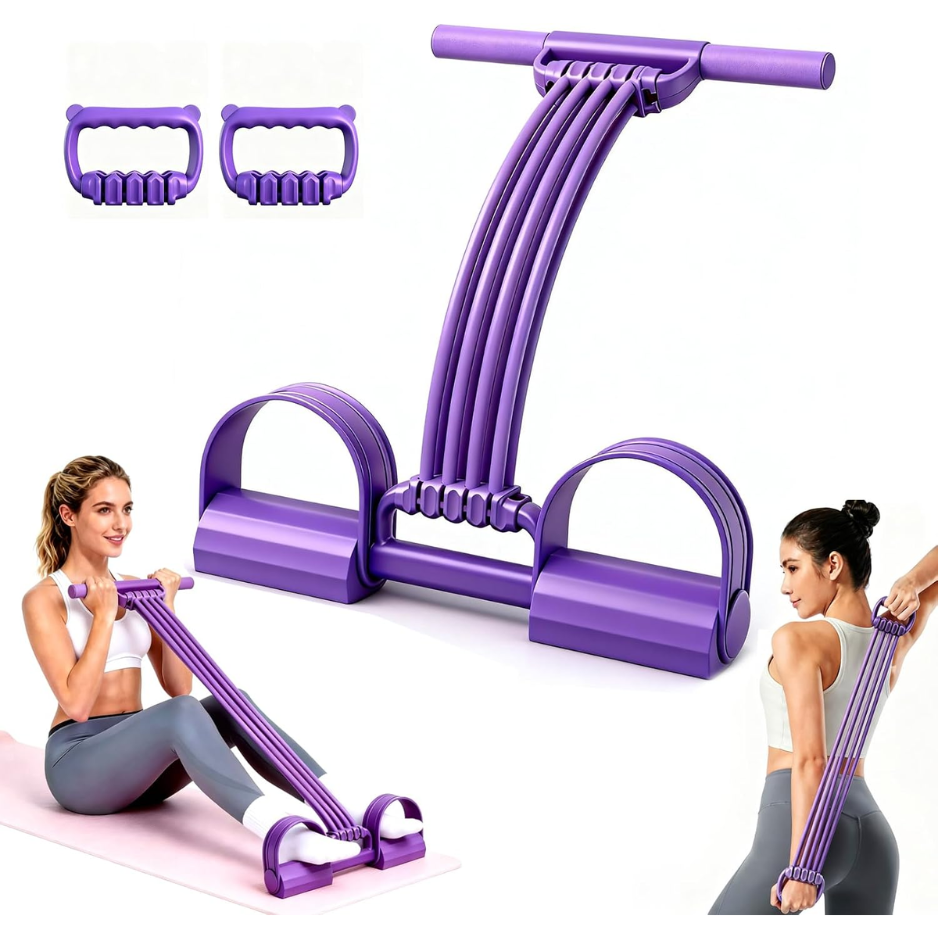 Multifunction Foot Pedal Resistance Bands With Handles, 3 In 1 Tension Rope Elastic Fitness Band For Home Workout, Yoga,Stretching, Full Body