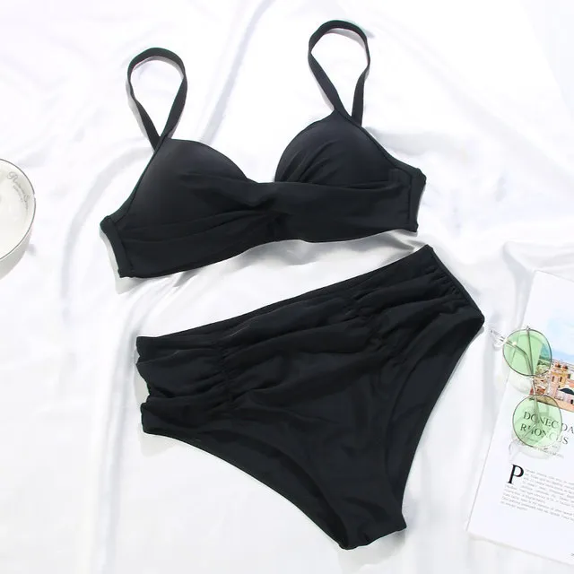 Summer Padded Triangle Cup Bikini Gym Swimsuit - Black