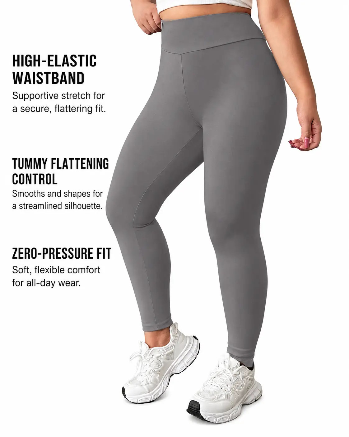 Plus Size Leggings For Women-No See-Through High Waisted Tummy Control Yoga Pants Workout Running Legging