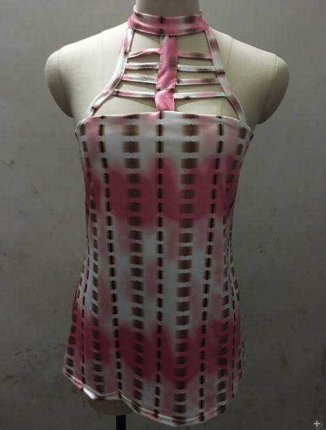 European And American Style Sleeveless Digital Print T Shirt Strap