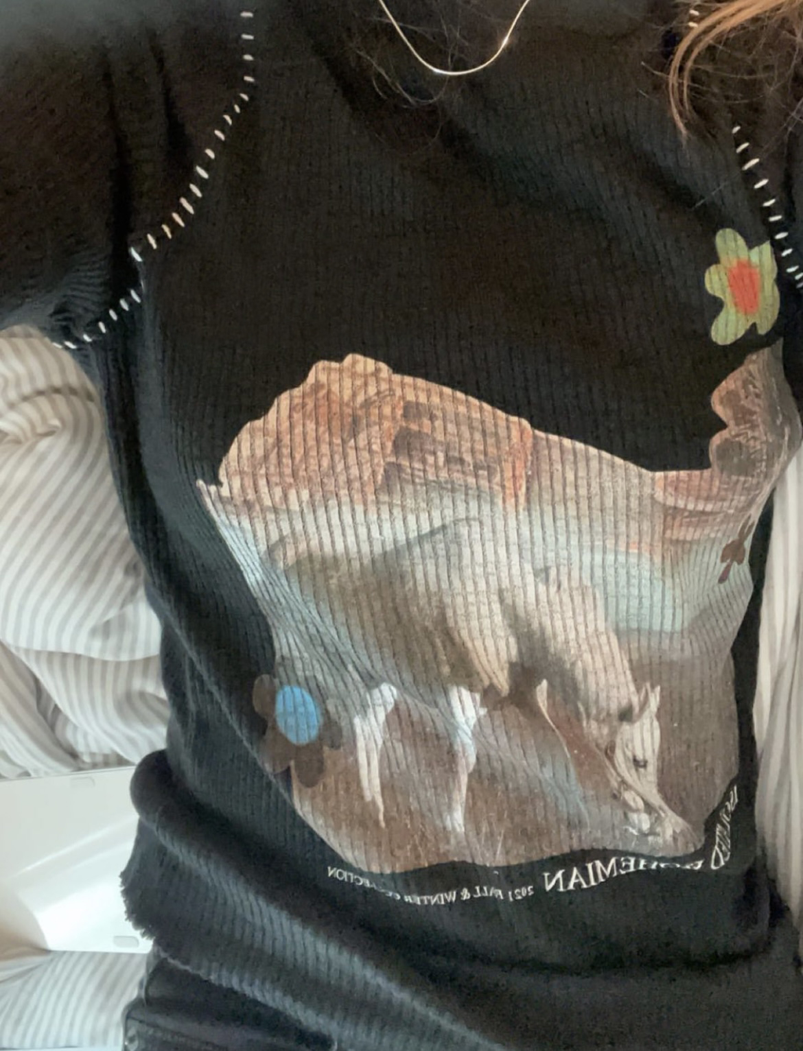 Women's Retro Printed Long Sleeved T-shirt