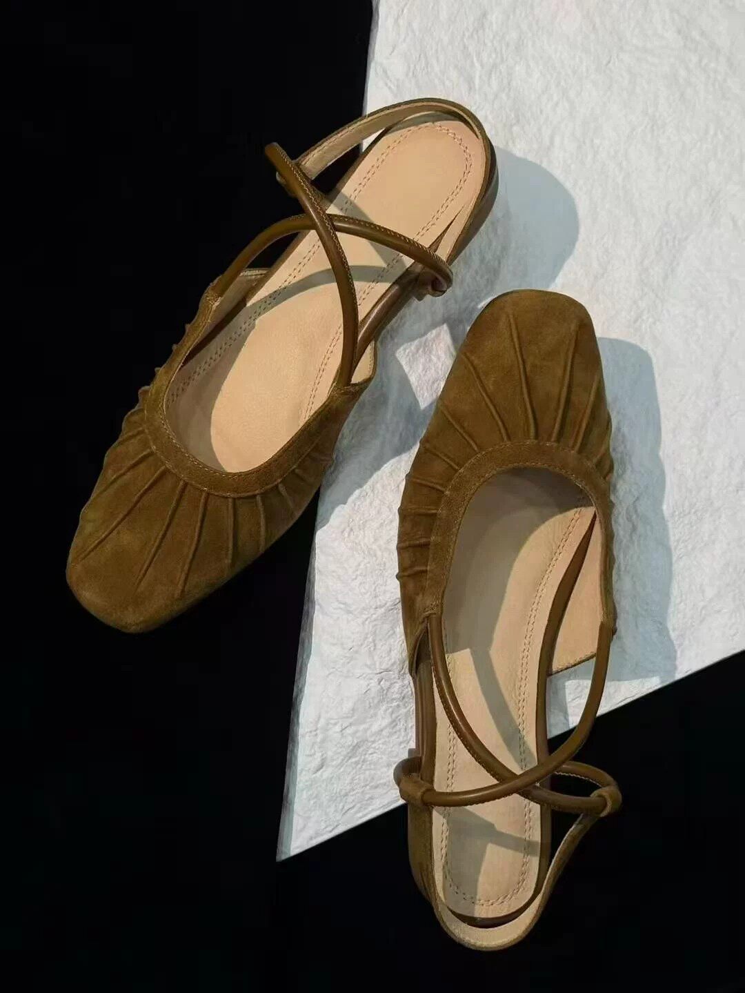 Gathered Slingback Flats