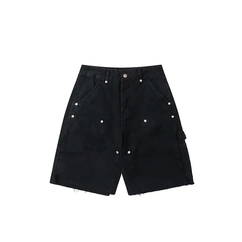 High Street Distressed Washed Rivet Trim Frayed Jeans