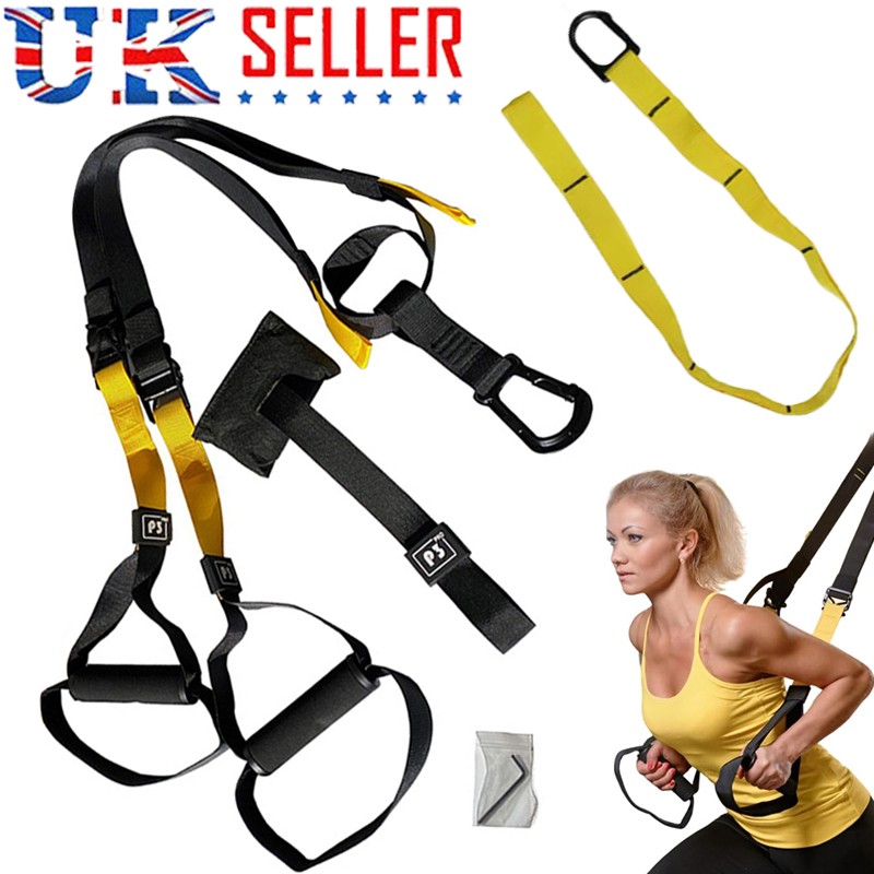 Suspension Resistance Band TRX Style Strap Adjustable Gym Fitness Pull Rope 6Pcs