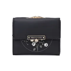 Women's Fashion Print Tri-fold Coin Purse - Black - View 1