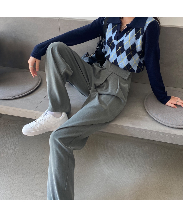 Gray-brown Wide-leg Pants Women's Spring And Autumn High-waist Drape Straight-leg Pants