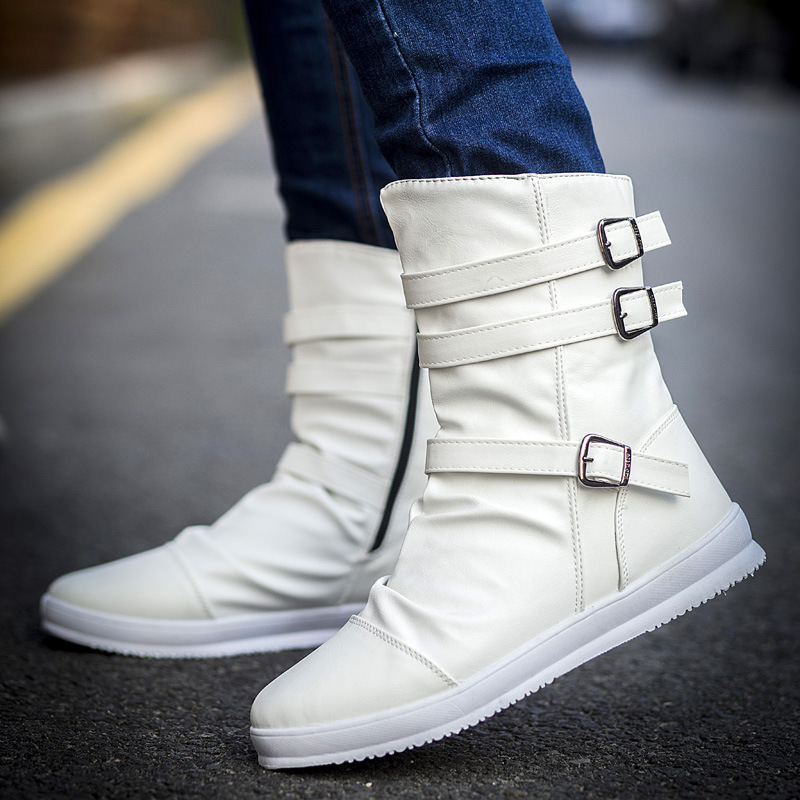 Belt Buckle Men's Boots Wholesale Korean Style High Boots