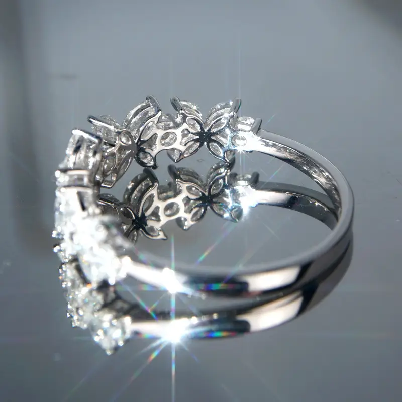 Flower Simple Four-leaf Clover Zircon Ring Female