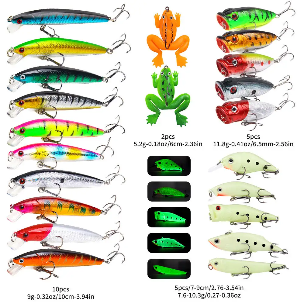 22-piece Set Hard Lure Soft Frog Popper