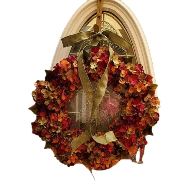 Pendant Hydrangea Wreath Ornaments Artificial Flower Ornaments Pastoral Style Wall Hanging Orange - Shop at LoveMi