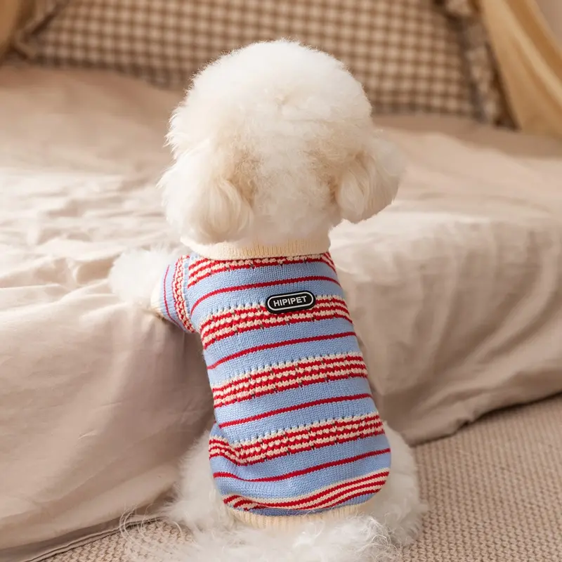 Cat Sweaters, Cold Weather Dog Striped Pullover, Warm Knitted Pet Clothes In Winter