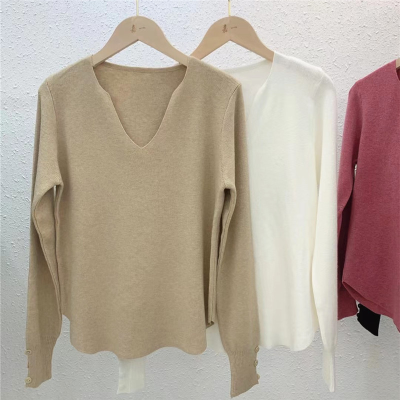 Knit Sweater Women's New Loose Sweater Outer Wear Long-Sleeved Bottoming Top