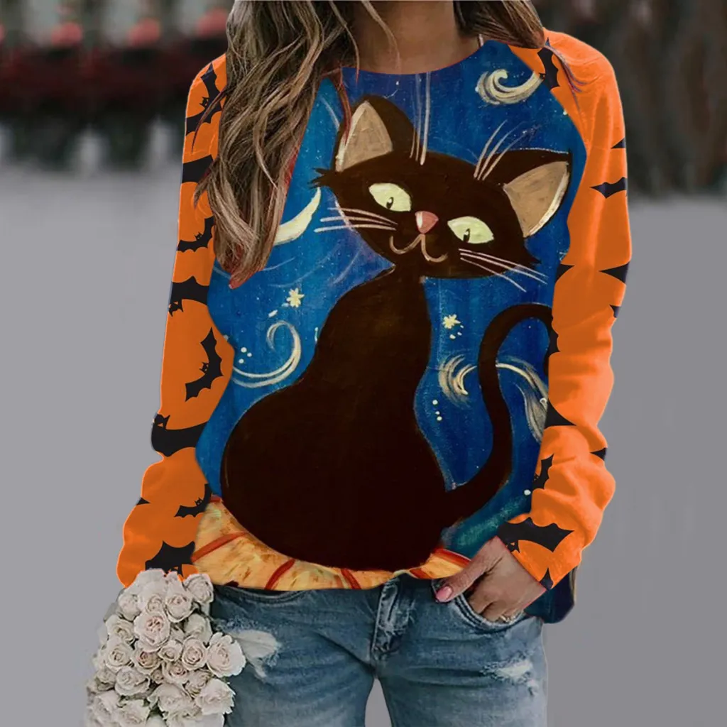 Women's Printed Long Sleeve T-shirt - Wxy271419-4Xl