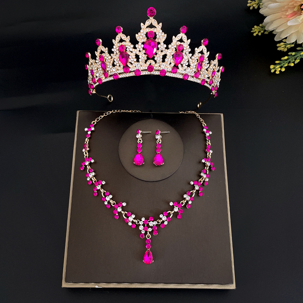 Women's Bride Headwear Crown Three Piece Set