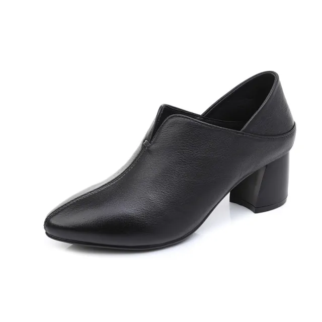 Pointed Cowhide High Heels Black - Shop at LoveMi