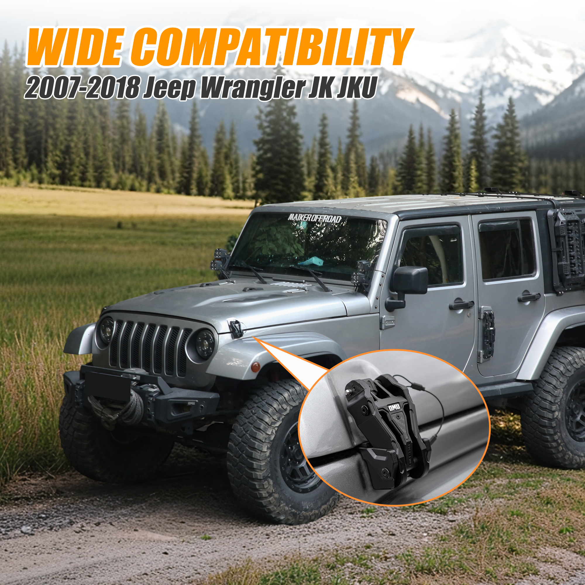 Hood Latch Lock Catch Compatible With 2007-2017 Wrangler JK JKU