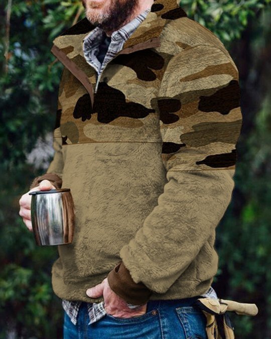 Autumn And Winter Casual Button Pocket Flannel Plush Men's Sweater