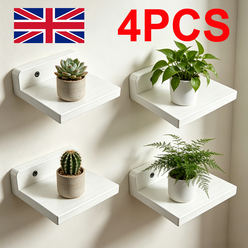 4PCS Small Wooden Floating Shelves Wall Mounted Plants Picture Display — image 6