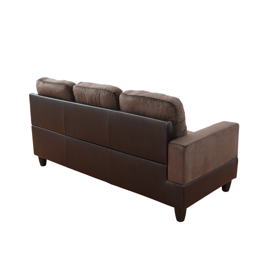 Pickup Only--Dark Brown Flannel And PVC 3-Piece Couch Living Room Sofa Set