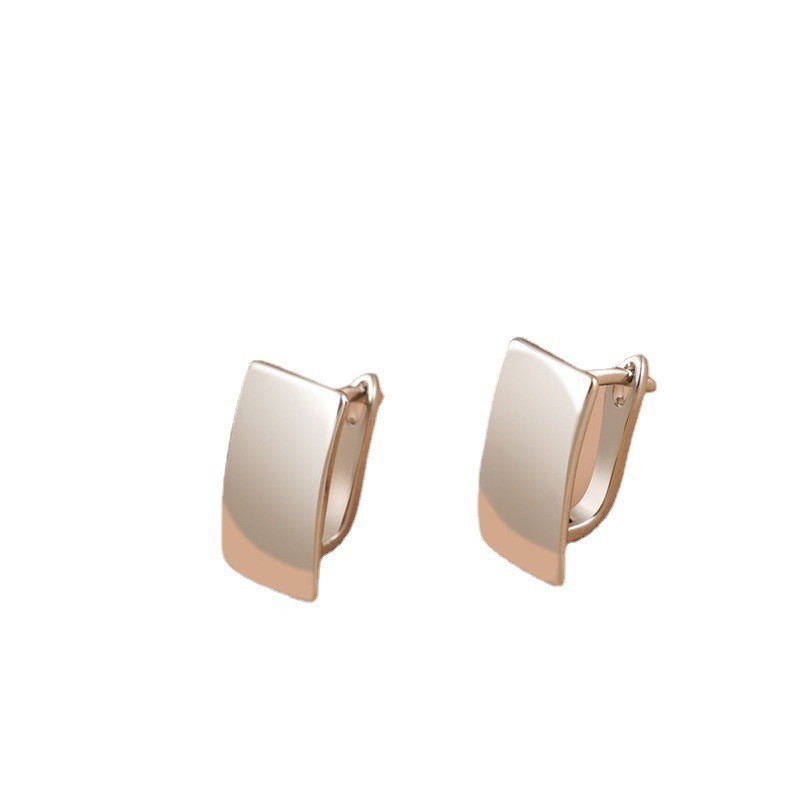 Title 4, Fashion Simple 14K Gold Square Glossy Ear Clip