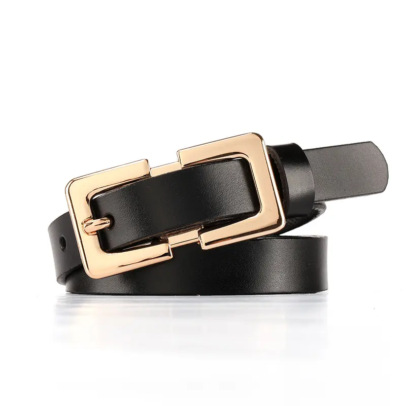 Retro Ladies Cowhide Leather Pin Buckle Belt Thin Simple