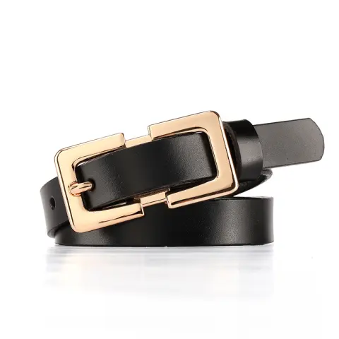 Retro Ladies Cowhide Leather Pin Buckle Belt Thin Simple