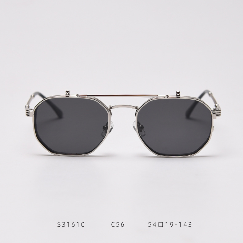 Title 5, Metalen retro flip polarized zonnebril voor hel...