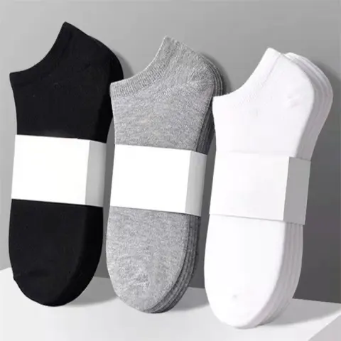 Solid Color Men's Black and White Grey Ship Socks