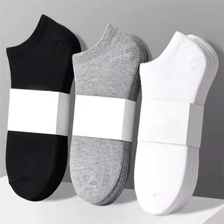 Solid Color Men's Black and White Grey Ship Socks