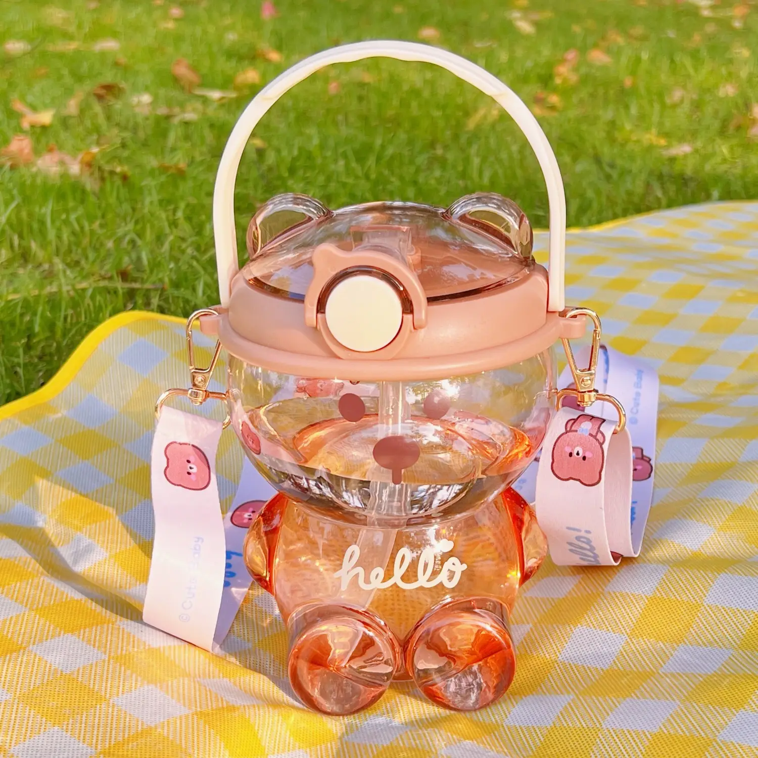 Cute Bear Portable Large Capacity Straw Cup