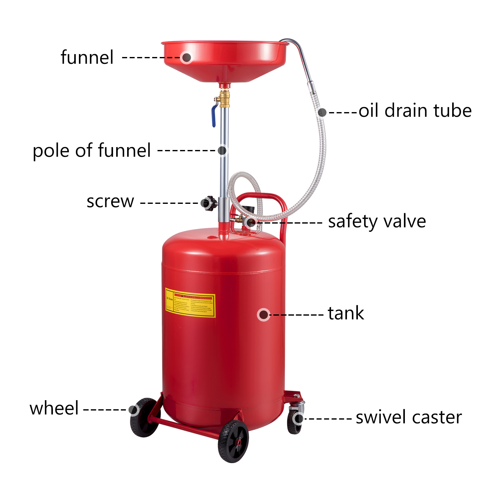 VEVOR Waste Oil Drain Tank 20 Gallon Portable Oil Drain Air Operated Drainer Oil Change, Oil Drain… image 3