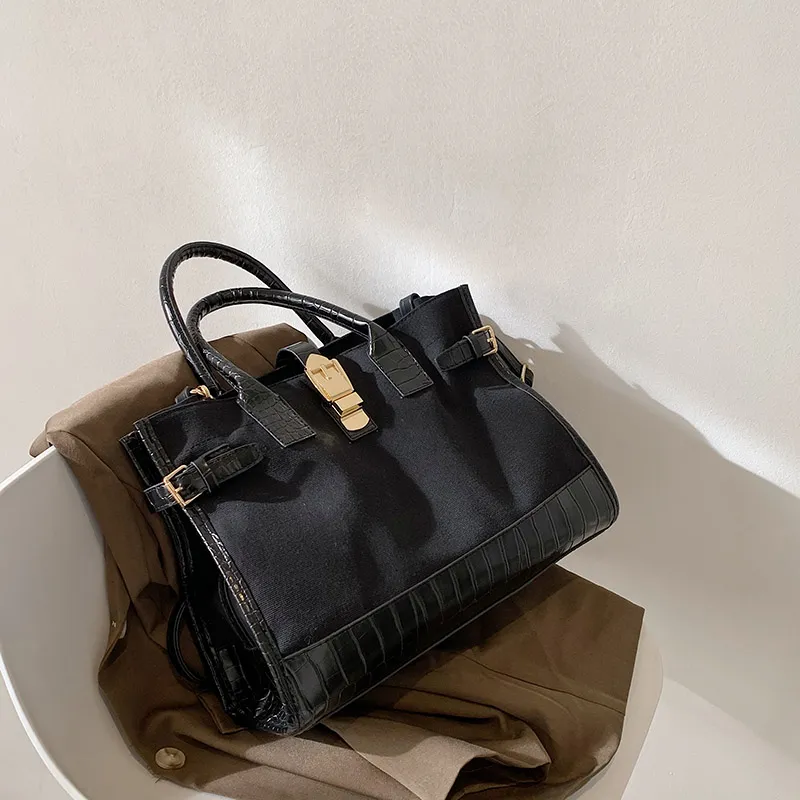Large-capacity Western Bag Shoulder Messenger All-match Tote Bag - Black