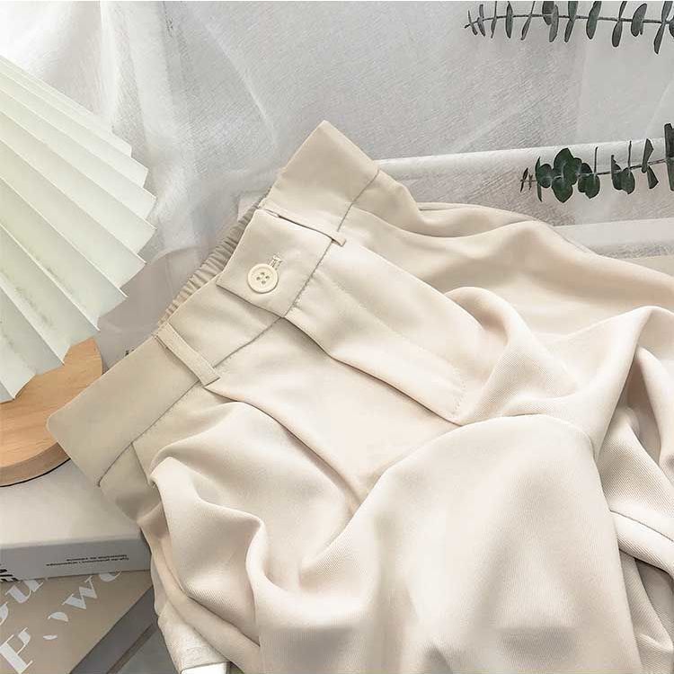 Suit Pants Women's Thin Style High Waist Wide Leg Pants Loose Straight Nine Points West Pants - Image 4