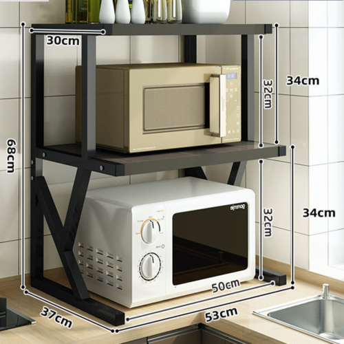 2 Tier Microwave Oven Rack Stand Storage Holder Kitchen Corner Shelf Black--2 — image 3
