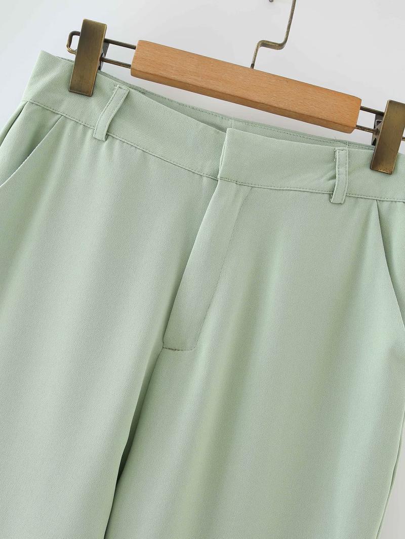 Women Fashion Green High Waist Casual Pants