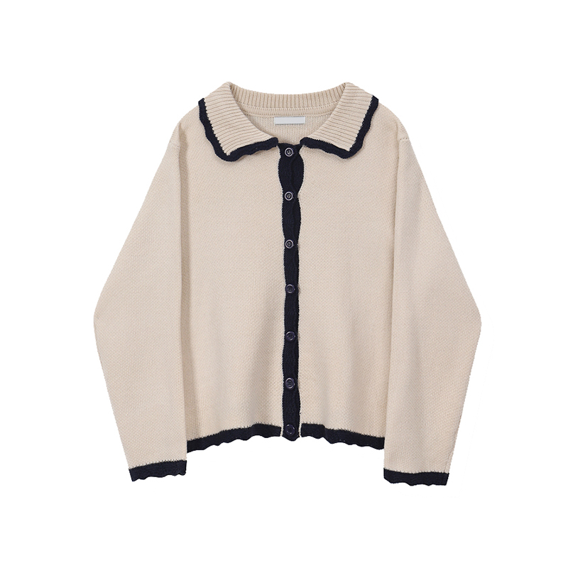 Retro Doll Collar Sweater Coat Women's Knitted Cardigan