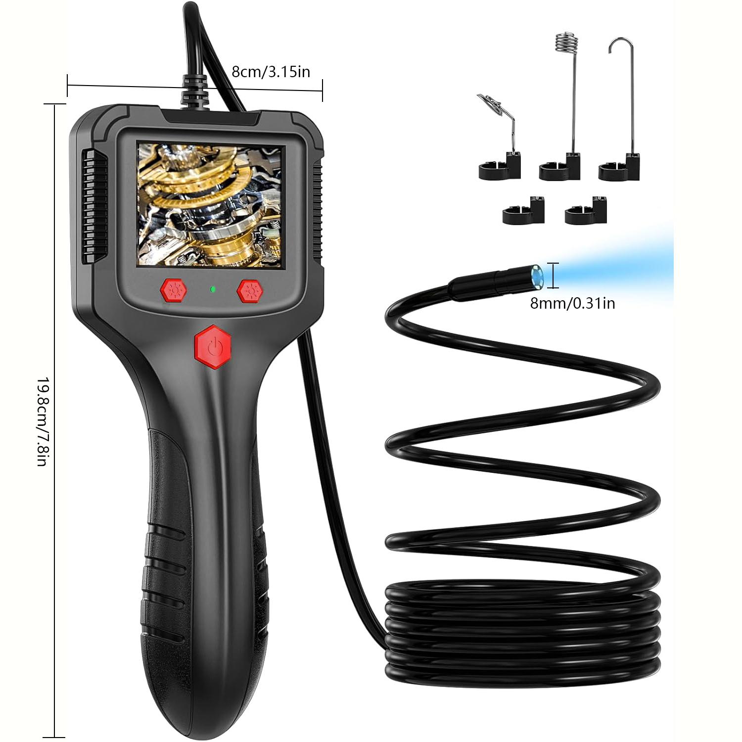HD Dual-Lens Waterproof Endoscope Camera With Built-in Lights  Inspection Endoscope