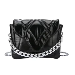 Fashion Laser Popular Shoulder Oblique Span Chain Bag - Black - View 1