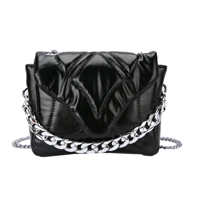 Fashion Laser Popular Shoulder Oblique Span Chain Bag Black - Shop at LoveMi