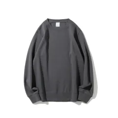Solid Healthy Round Neck Sweater Long Sleeve - Grey - View 1