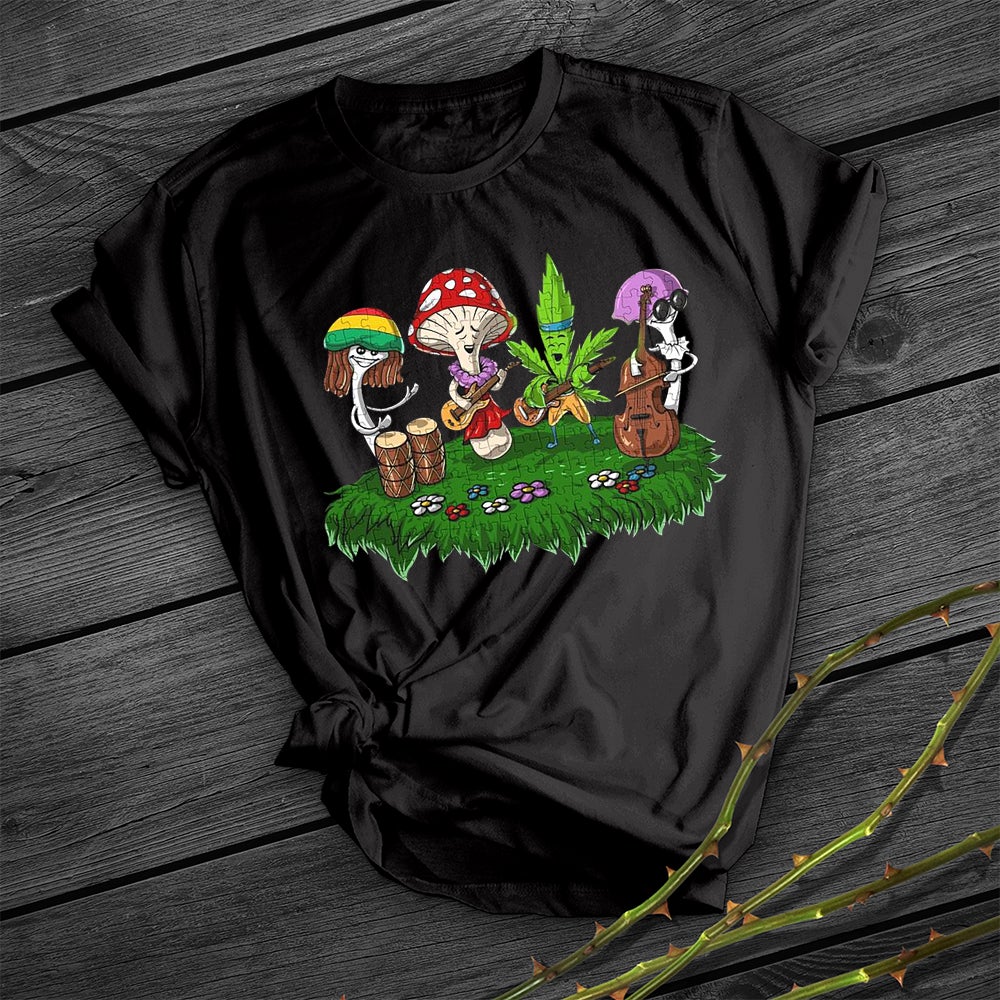 Mushroom Print Short Shirt Team Uniform European And American Fabrics Black - Shop at LoveMi