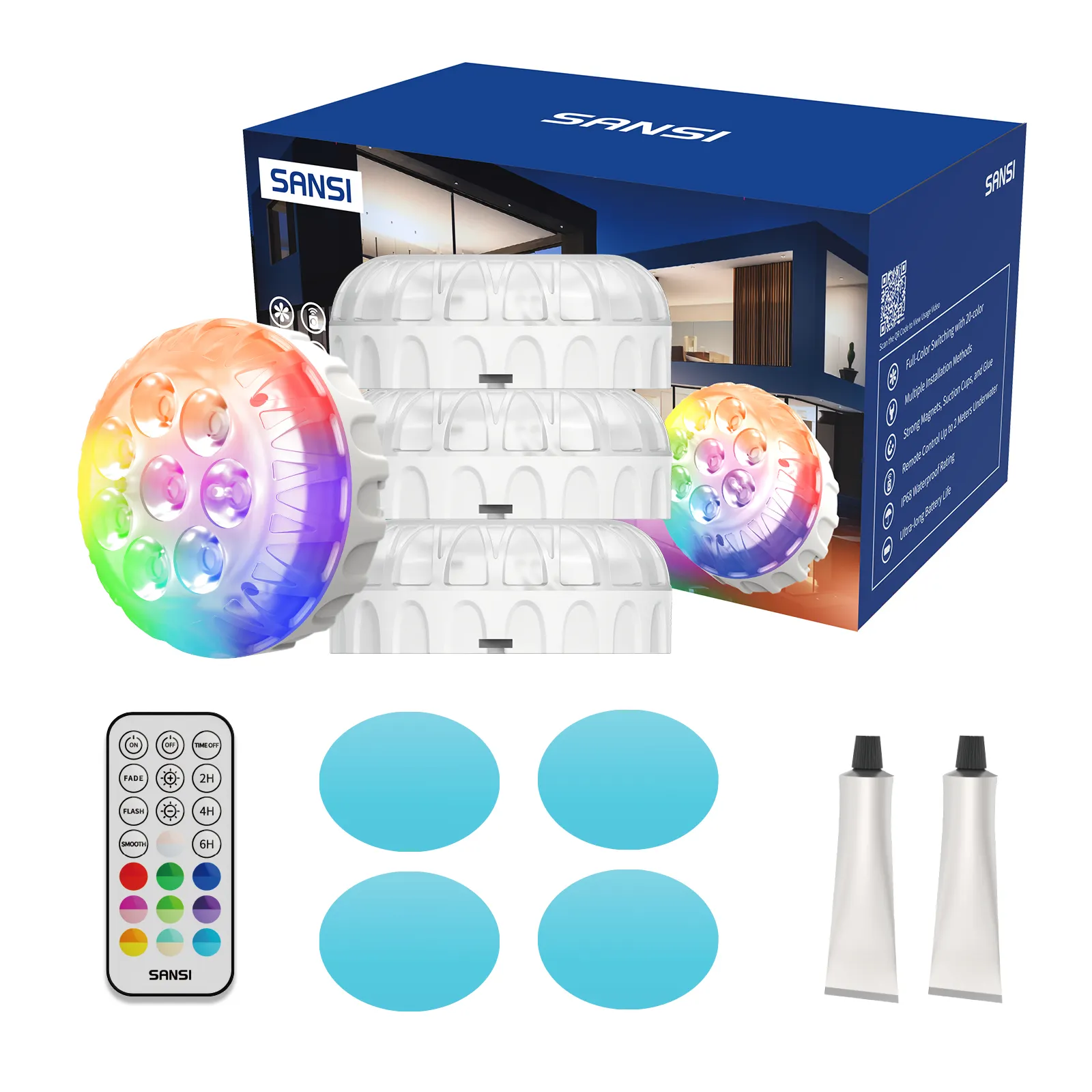 SANSI IP68 Waterproof RGB Pool Light, Summer