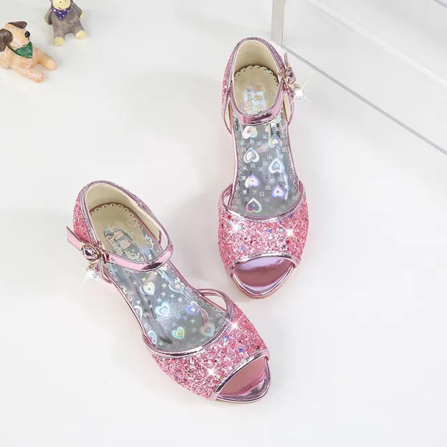 Girls' High Heel Leather Sandals With Soft Sole Pink - Shop at LoveMi