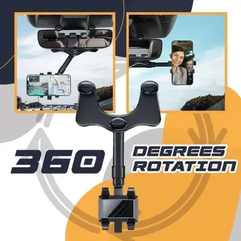 Rearview Mirror Phone Holder for Car Rotatable and Retractable