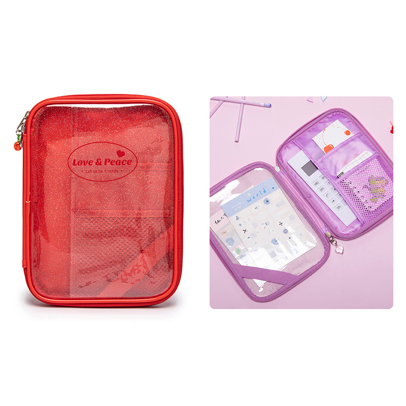 Japanese And Korean Style Shiny Sweet Transparent Zipper Pencil Case