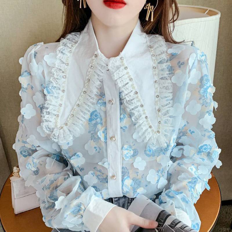 Title 5, Korean Version Sweet Shirt Female Doll Collar P...