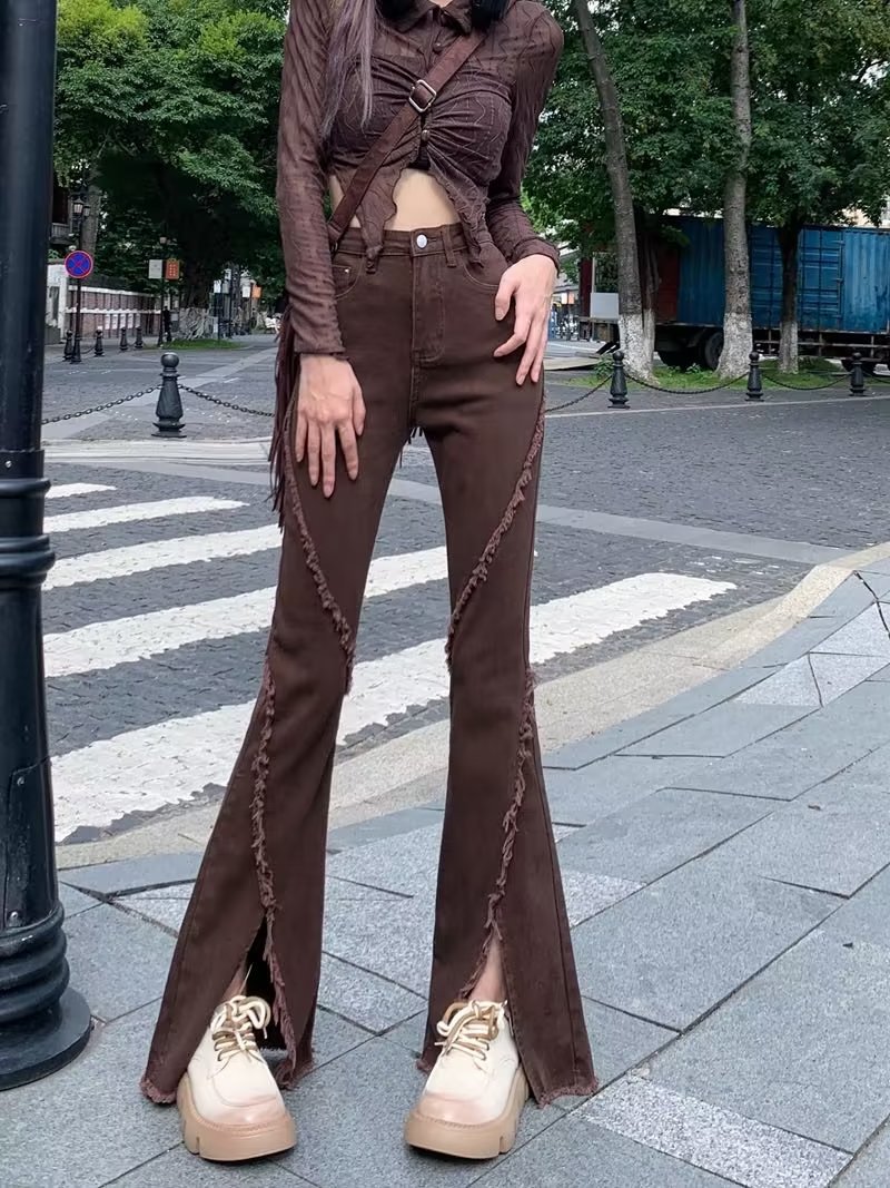 Rugged Slim Ragged Jeans Slim Fit Horseshoe Pants CJdropshipping