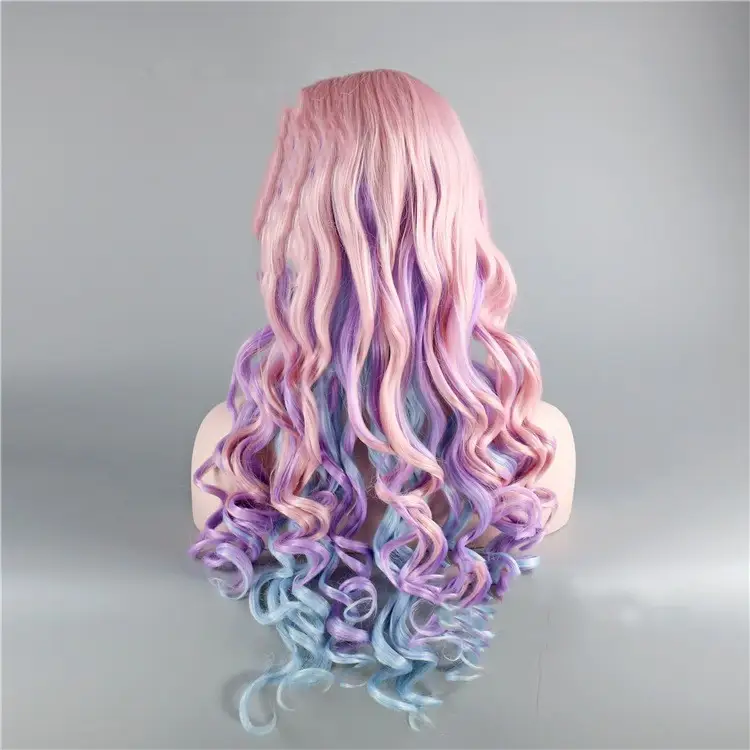 Mixed Tricolor Tapered Long Curly Wig