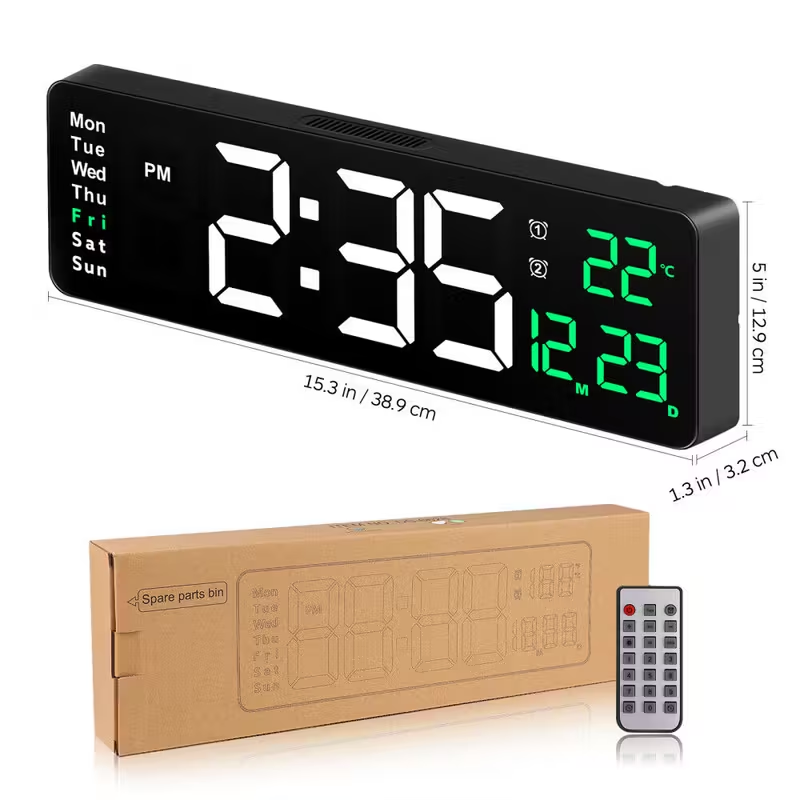 16 Extra-Large Digital LED Wall Clock With Alarm, Calendar, Temperature — image 6
